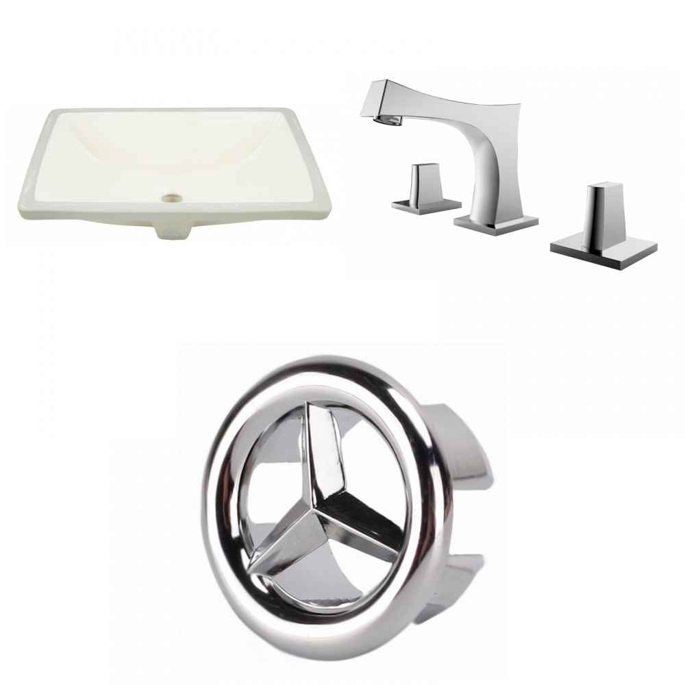 18.25-in. W CUPC Rectangle Bathroom Undermount Sink Set In Biscuit - Chrome Hardware