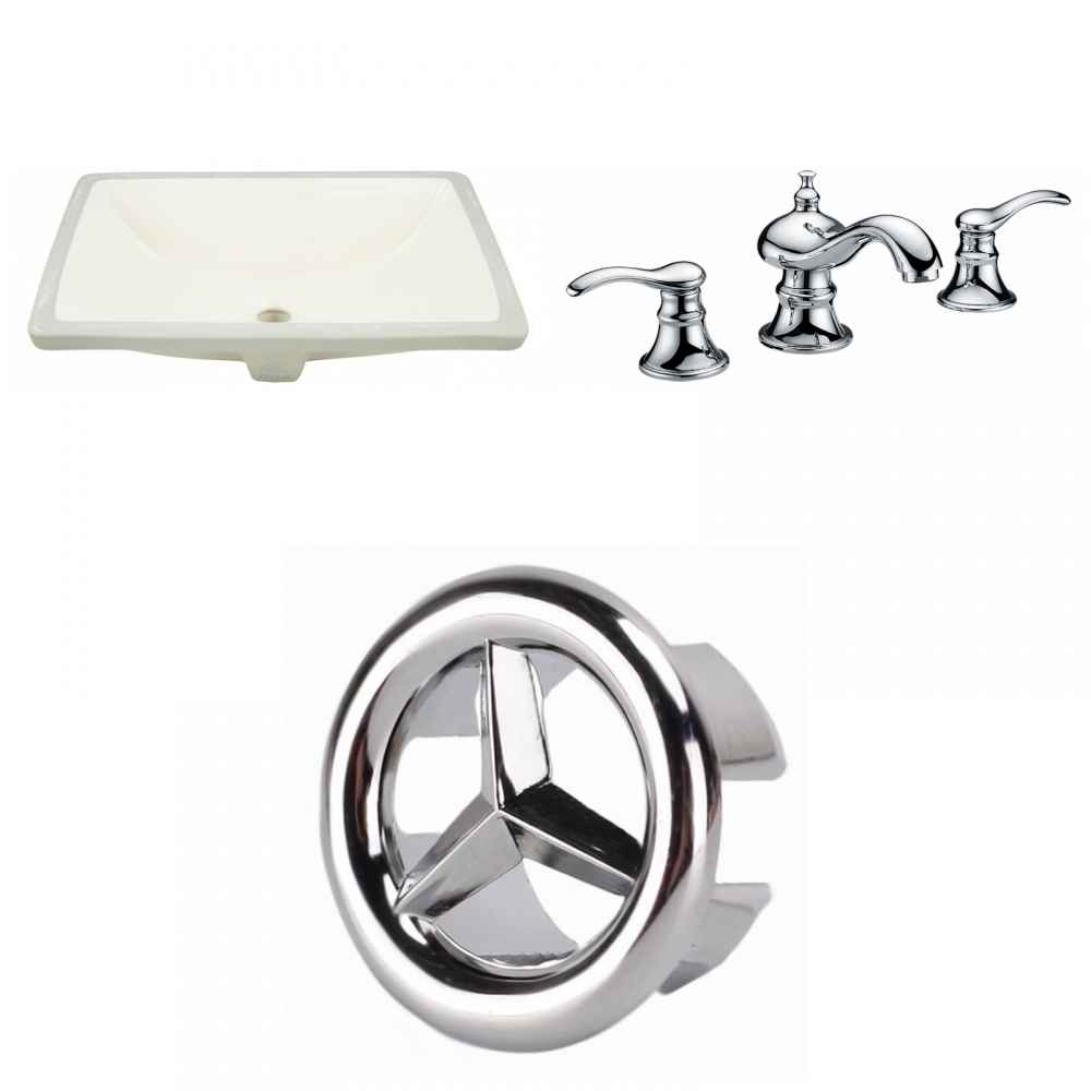 18.25-in. W CUPC Rectangle Bathroom Undermount Sink Set In Biscuit - Chrome Hardware