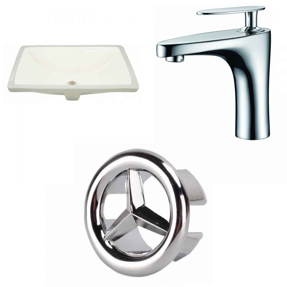 18.25-in. W CUPC Rectangle Bathroom Undermount Sink Set In Biscuit - Chrome Hardware