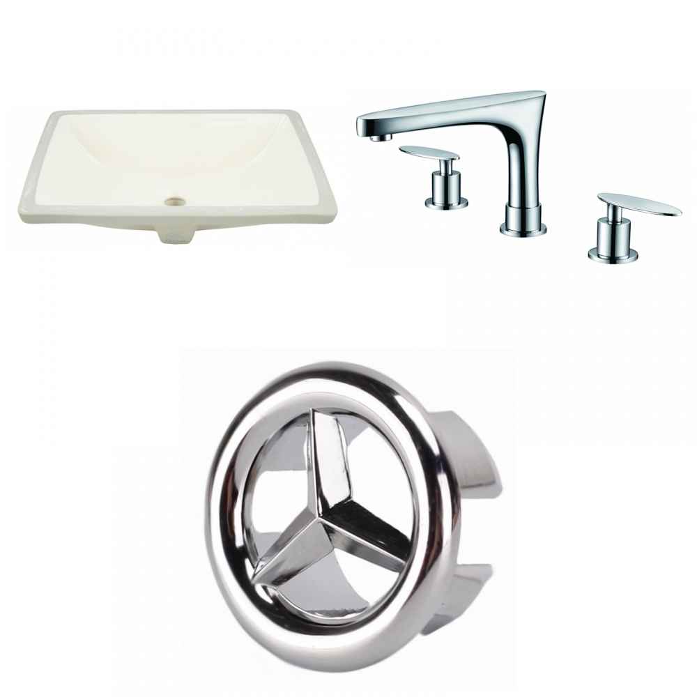 18.25-in. W CUPC Rectangle Bathroom Undermount Sink Set In Biscuit - Chrome Hardware