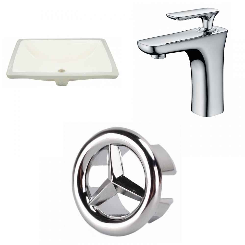 18.25-in. W CUPC Rectangle Bathroom Undermount Sink Set In Biscuit - Chrome Hardware