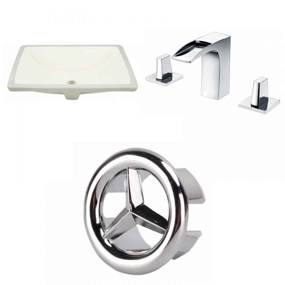 18.25-in. W CUPC Rectangle Bathroom Undermount Sink Set In Biscuit - Chrome Hardware