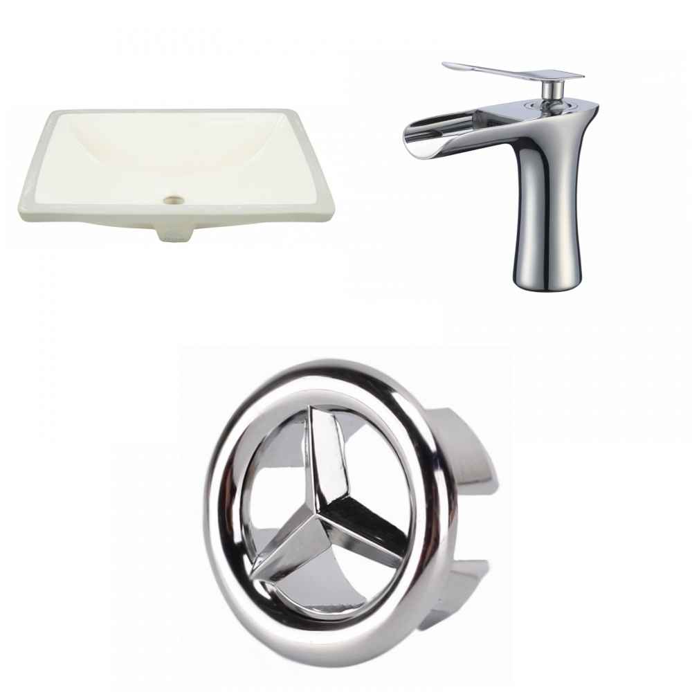 18.25-in. W CUPC Rectangle Bathroom Undermount Sink Set In Biscuit - Chrome Hardware