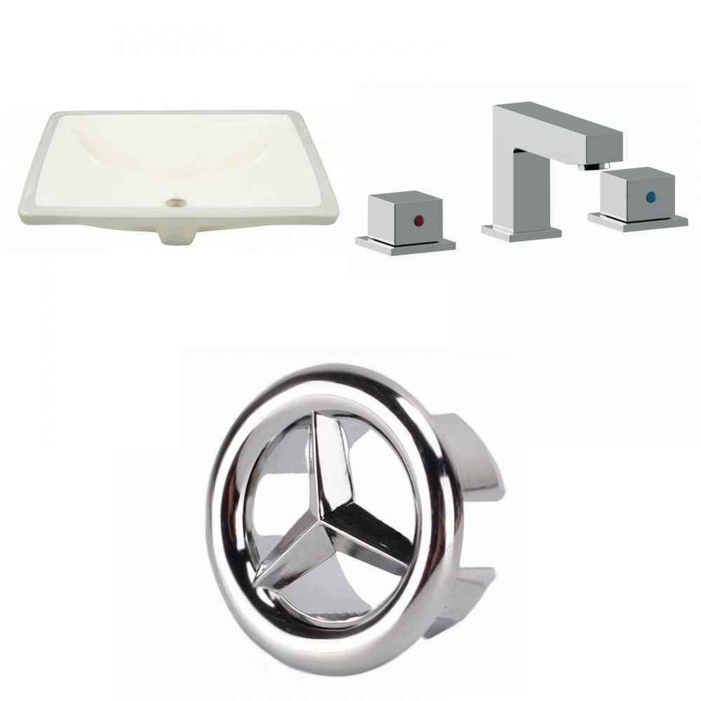 18.25-in. W CUPC Rectangle Bathroom Undermount Sink Set In Biscuit - Chrome Hardware