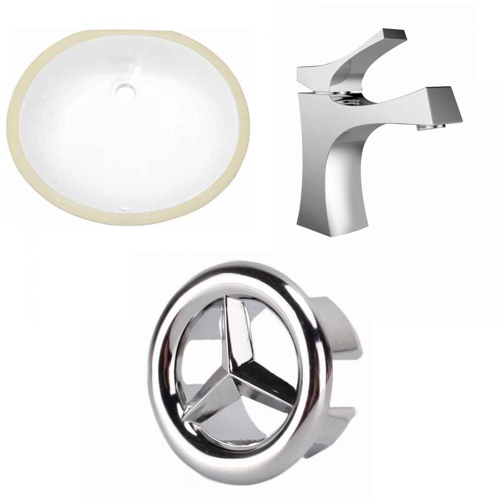 19.5-in. W CUPC Oval Bathroom Undermount Sink Set In White - Chrome Hardware