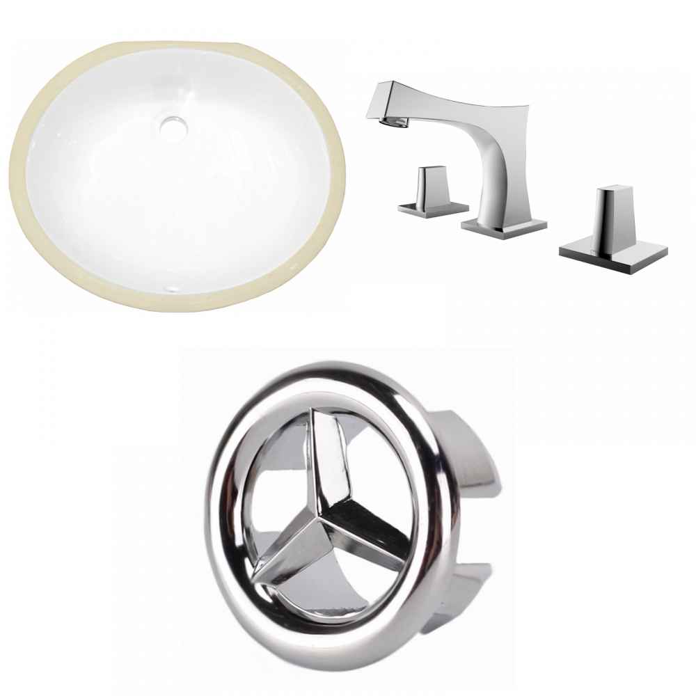 19.5-in. W CUPC Oval Bathroom Undermount Sink Set In White - Chrome Hardware
