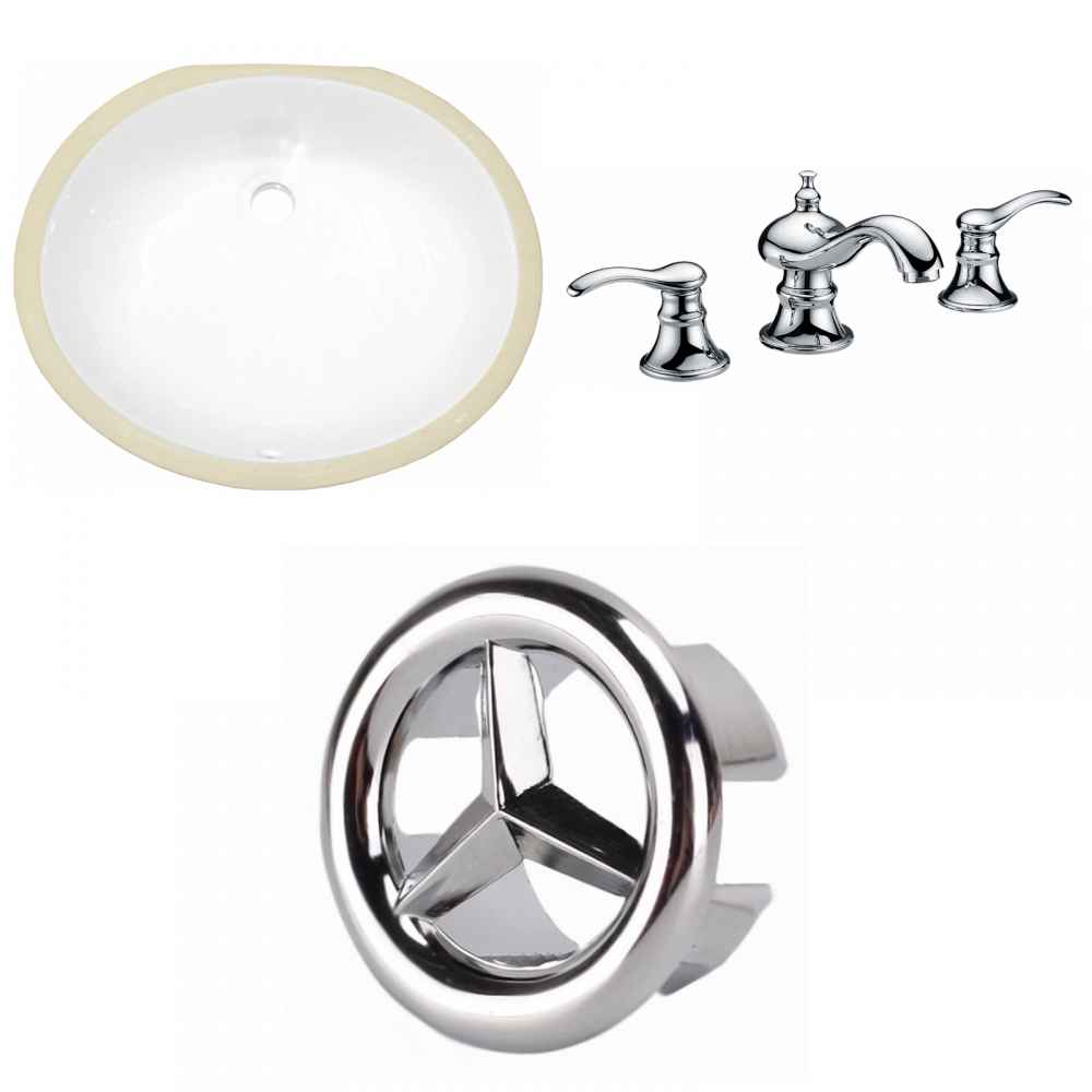 19.5-in. W CUPC Oval Bathroom Undermount Sink Set In White - Chrome Hardware