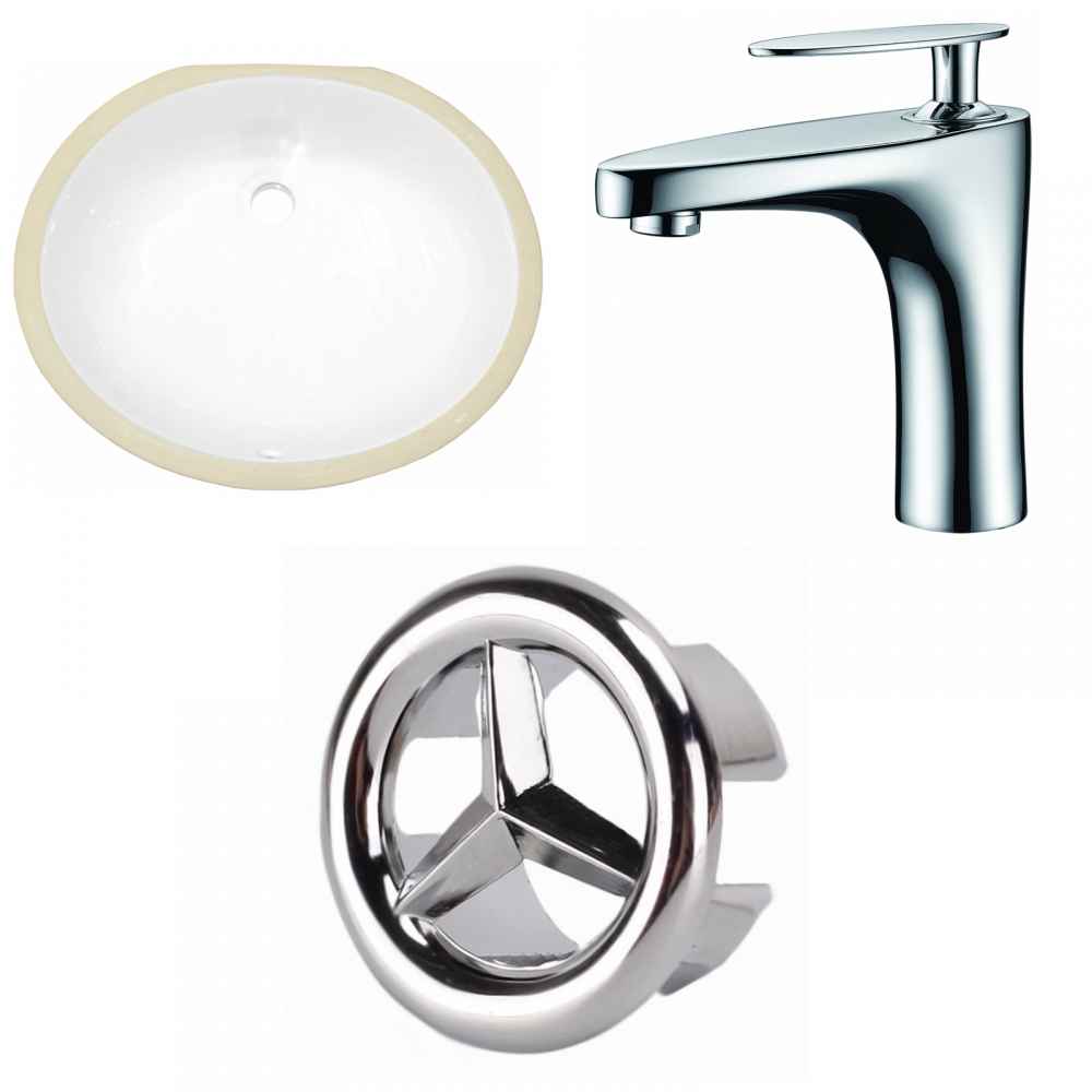 19.5-in. W CUPC Oval Bathroom Undermount Sink Set In White - Chrome Hardware