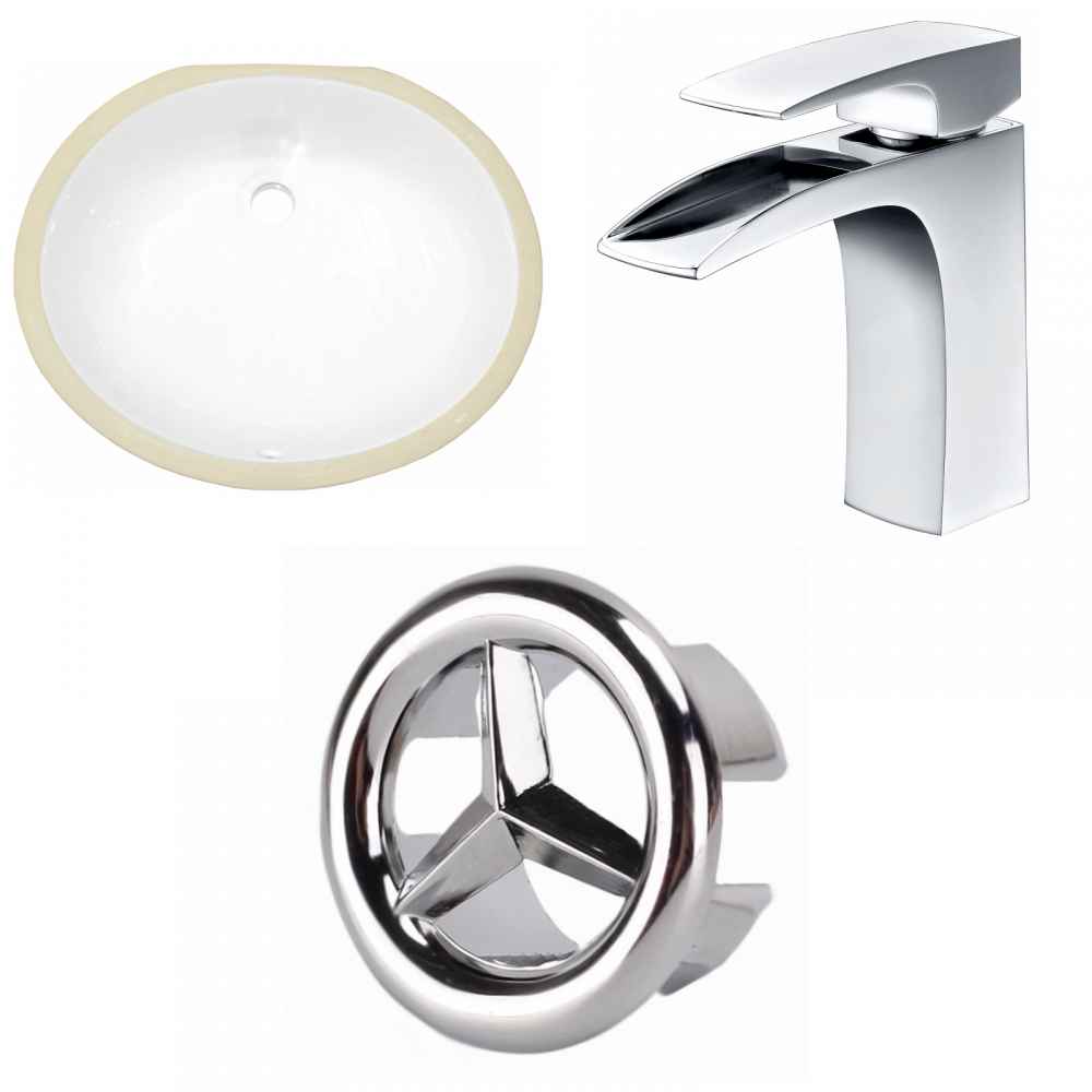 19.5-in. W CUPC Oval Bathroom Undermount Sink Set In White - Chrome Hardware