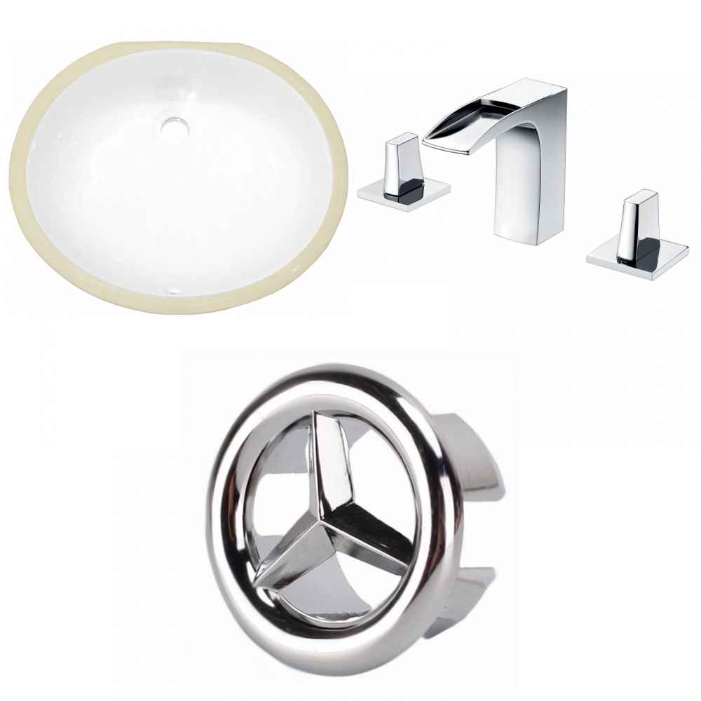19.5-in. W CUPC Oval Bathroom Undermount Sink Set In White - Chrome Hardware