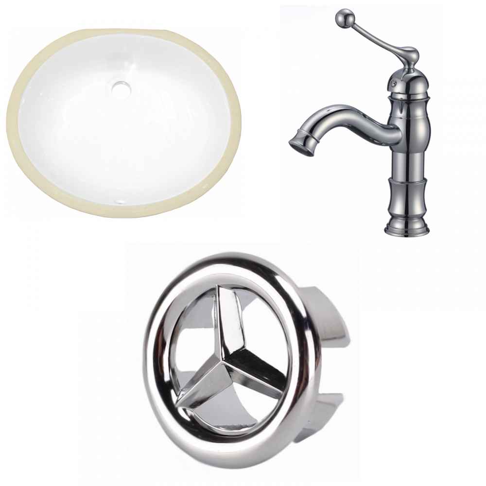 19.5-in. W CUPC Oval Bathroom Undermount Sink Set In White - Chrome Hardware