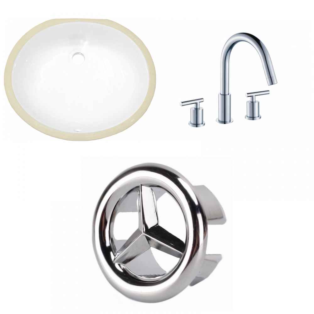 19.5-in. W CUPC Oval Bathroom Undermount Sink Set In White - Chrome Hardware