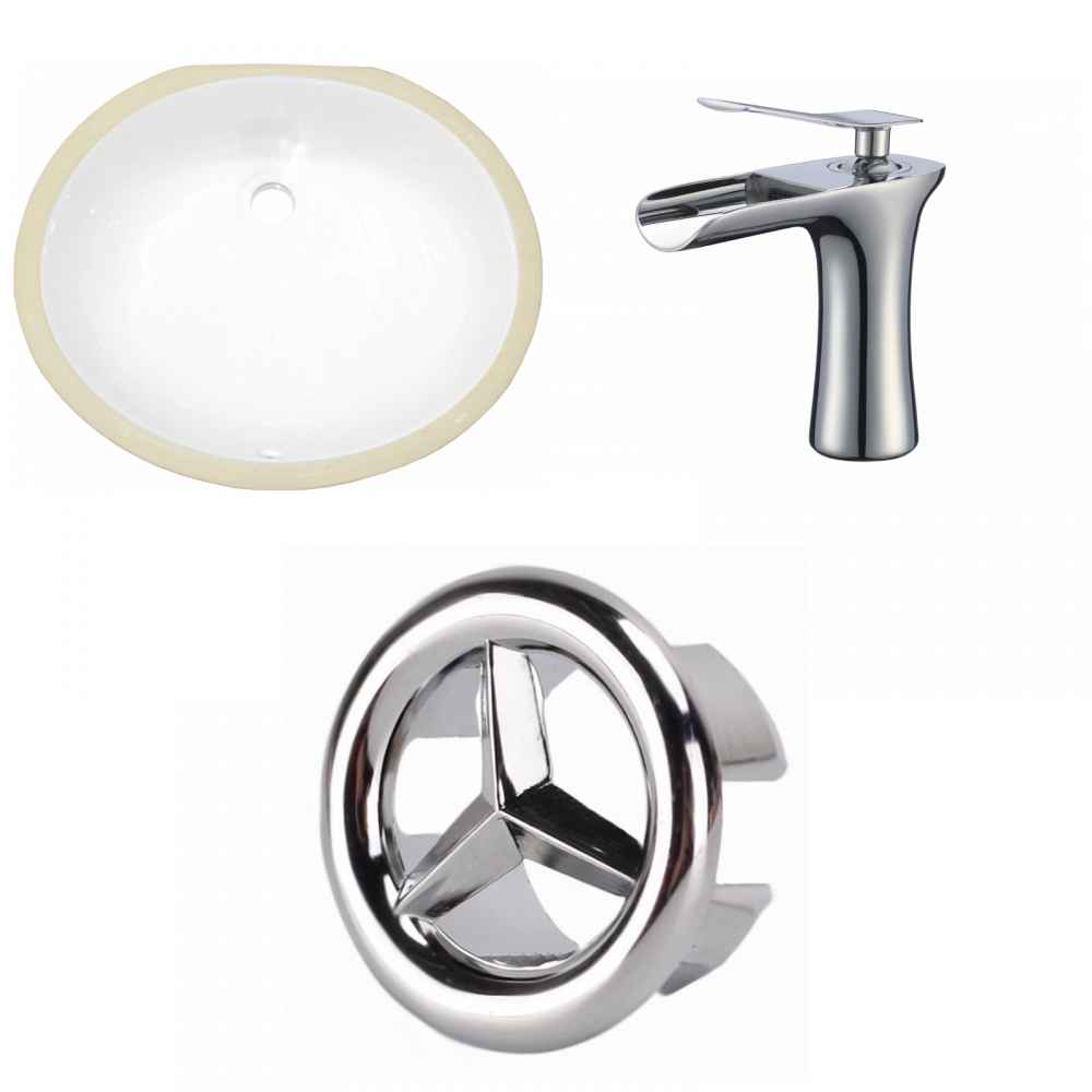 19.5-in. W CUPC Oval Bathroom Undermount Sink Set In White - Chrome Hardware