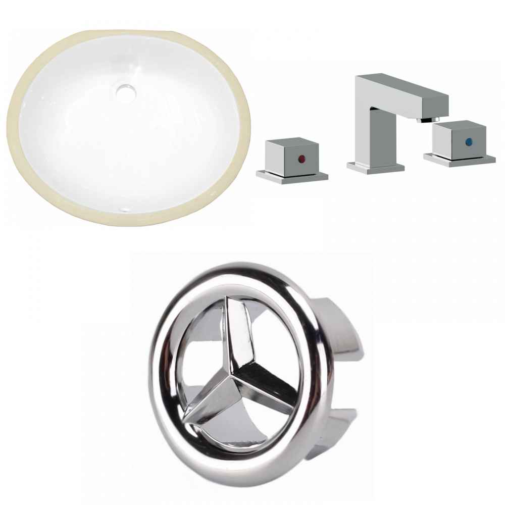 19.5-in. W CUPC Oval Bathroom Undermount Sink Set In White - Chrome Hardware