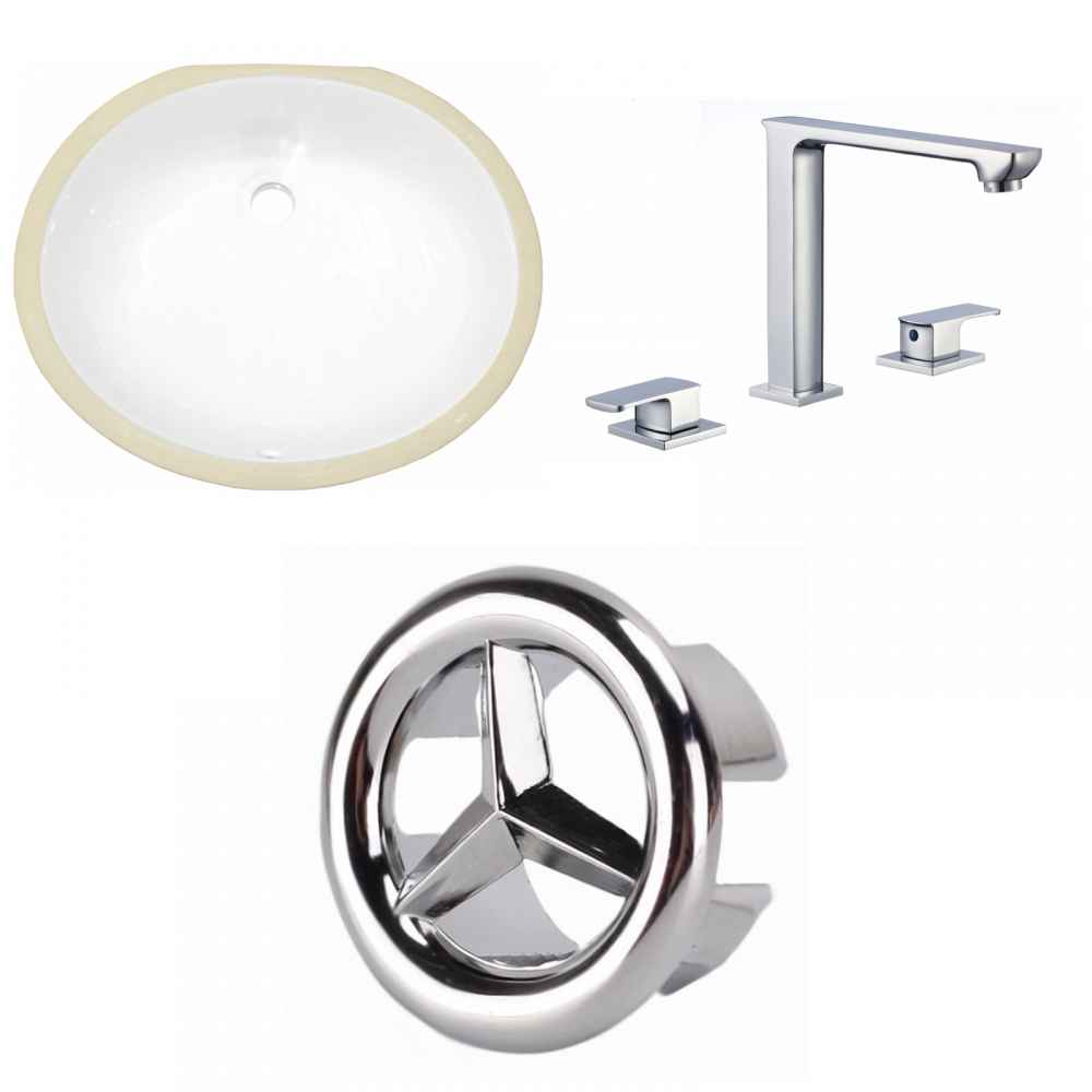 19.5-in. W CUPC Oval Bathroom Undermount Sink Set In White - Chrome Hardware