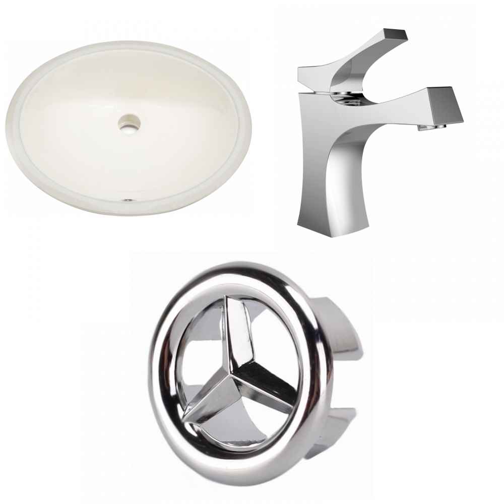 19.5-in. W CUPC Oval Bathroom Undermount Sink Set In Biscuit - Chrome Hardware