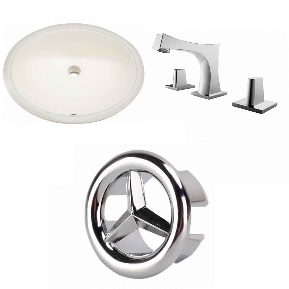 19.5-in. W CUPC Oval Bathroom Undermount Sink Set In Biscuit - Chrome Hardware