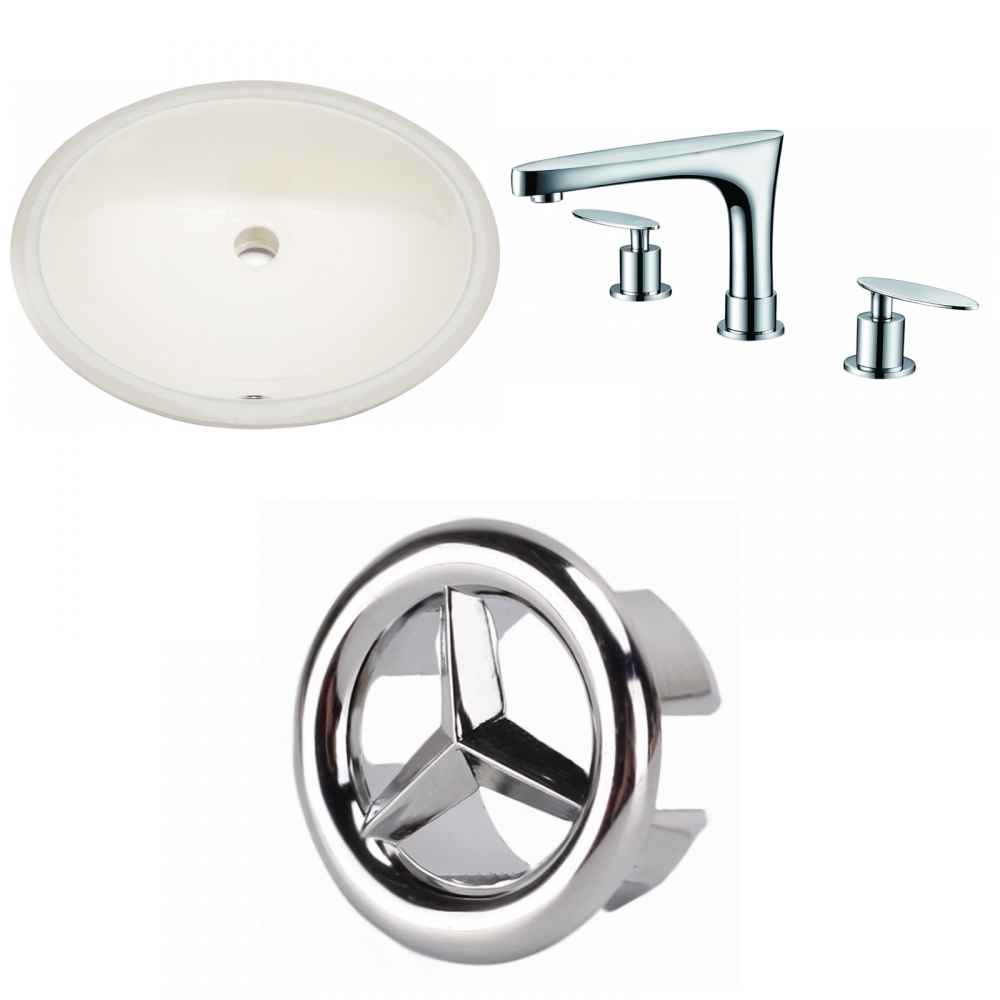 19.5-in. W CUPC Oval Bathroom Undermount Sink Set In Biscuit - Chrome Hardware
