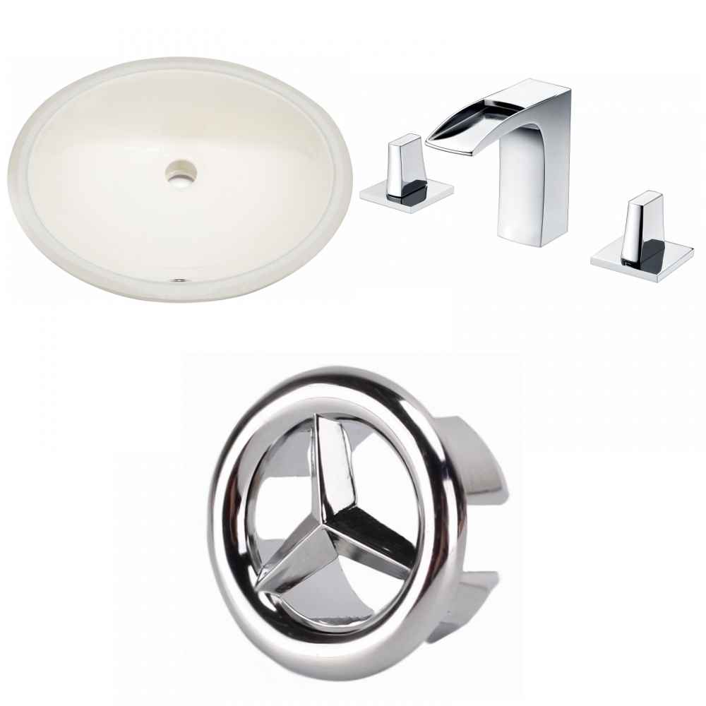 19.5-in. W CUPC Oval Bathroom Undermount Sink Set In Biscuit - Chrome Hardware