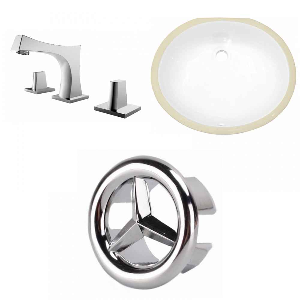18.25-in. W CSA Oval Bathroom Undermount Sink Set In White - Chrome Hardware