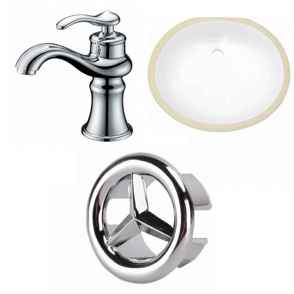 18.25-in. W CSA Oval Bathroom Undermount Sink Set In White - Chrome Hardware