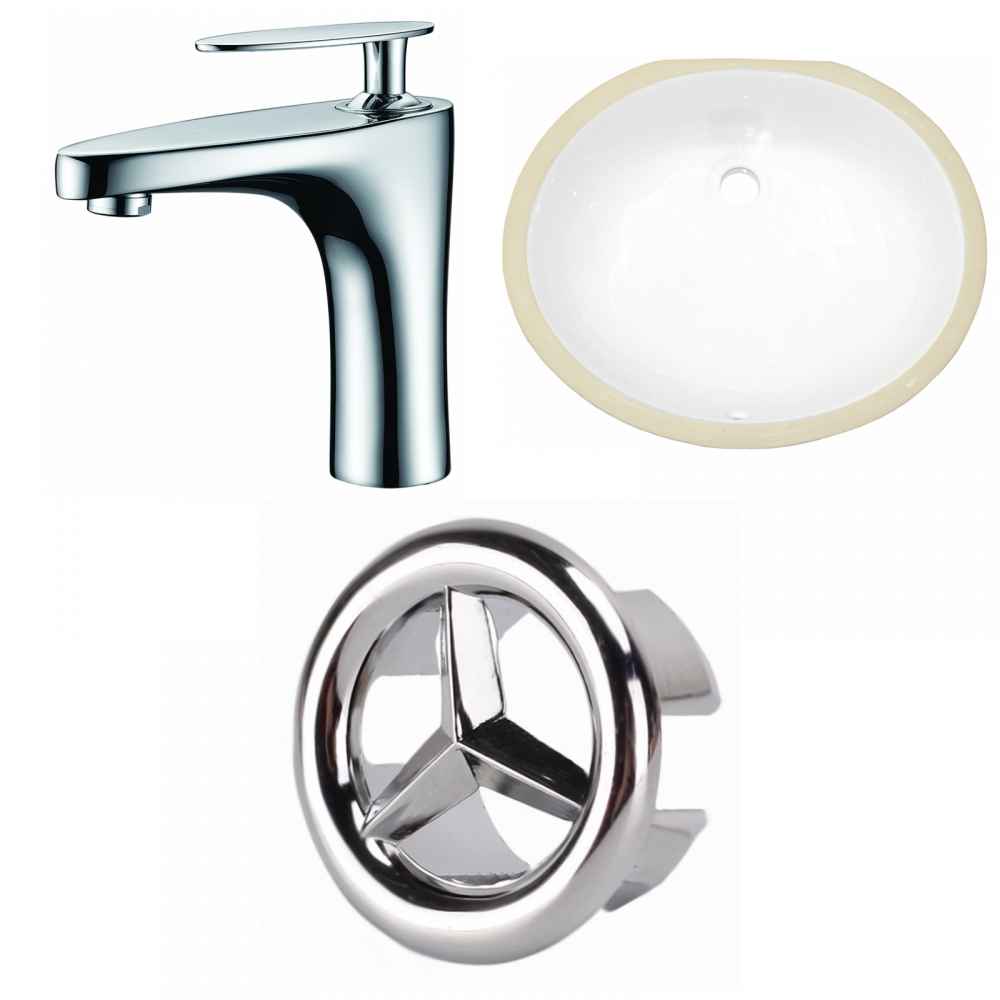 18.25-in. W CSA Oval Bathroom Undermount Sink Set In White - Chrome Hardware