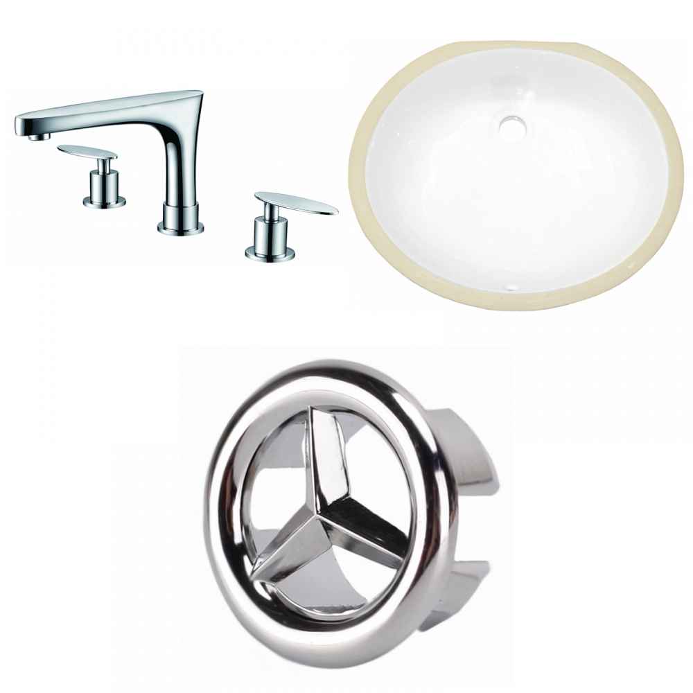 18.25-in. W CSA Oval Bathroom Undermount Sink Set In White - Chrome Hardware