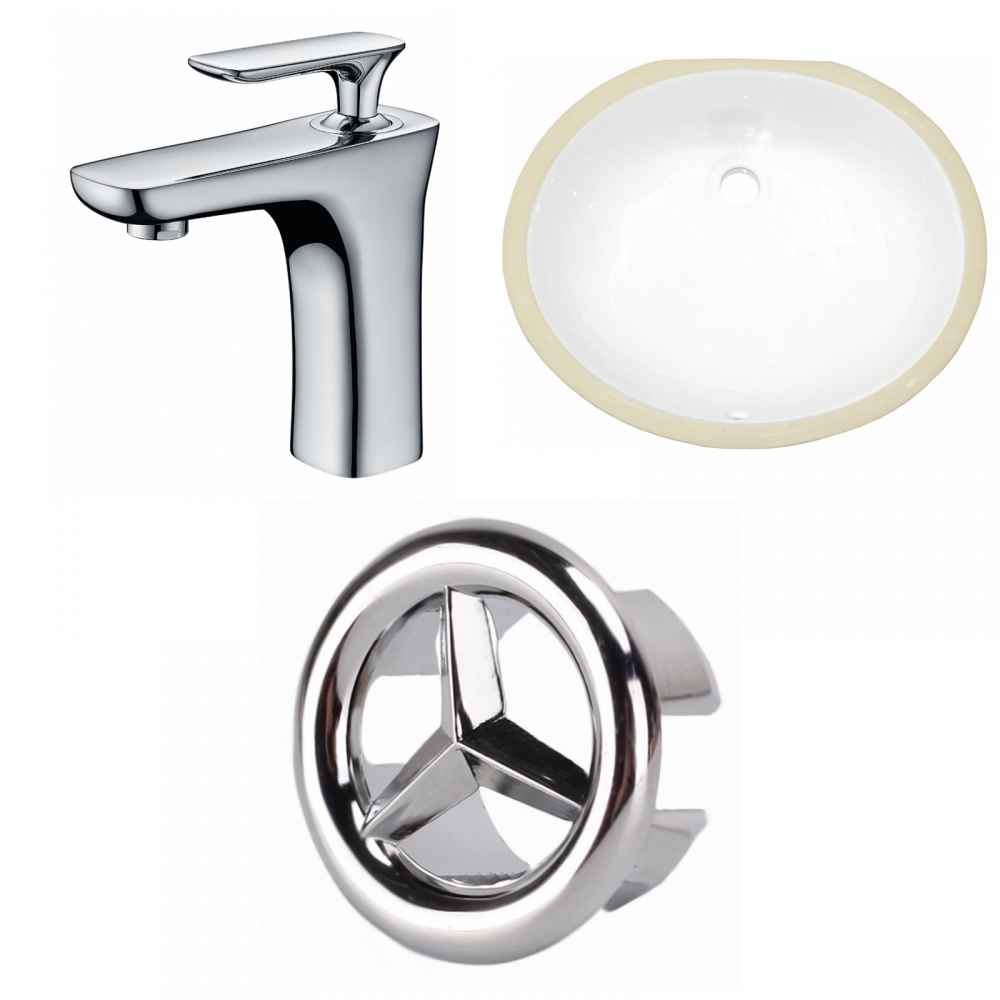 18.25-in. W CSA Oval Bathroom Undermount Sink Set In White - Chrome Hardware