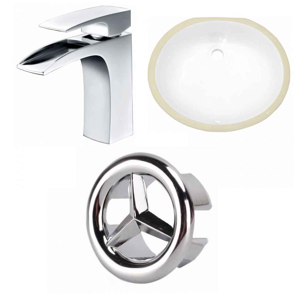 18.25-in. W CSA Oval Bathroom Undermount Sink Set In White - Chrome Hardware