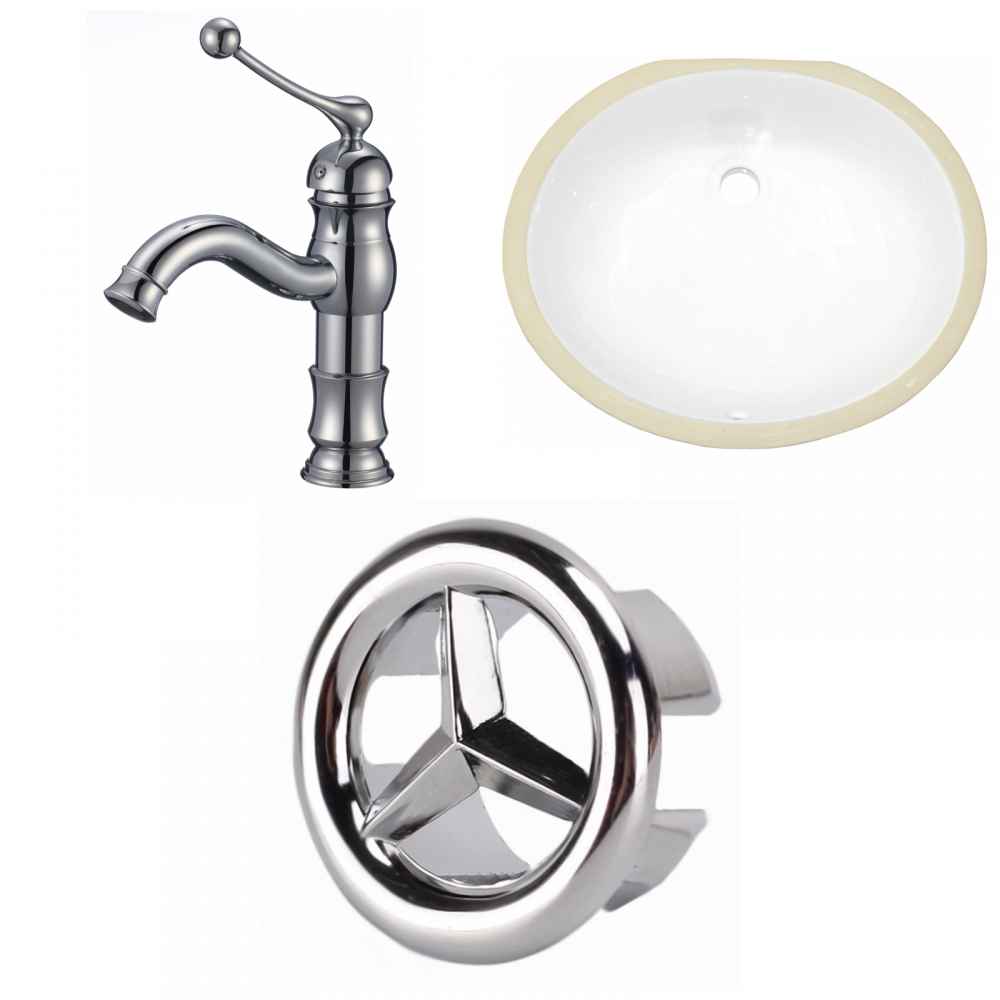 18.25-in. W CSA Oval Bathroom Undermount Sink Set In White - Chrome Hardware