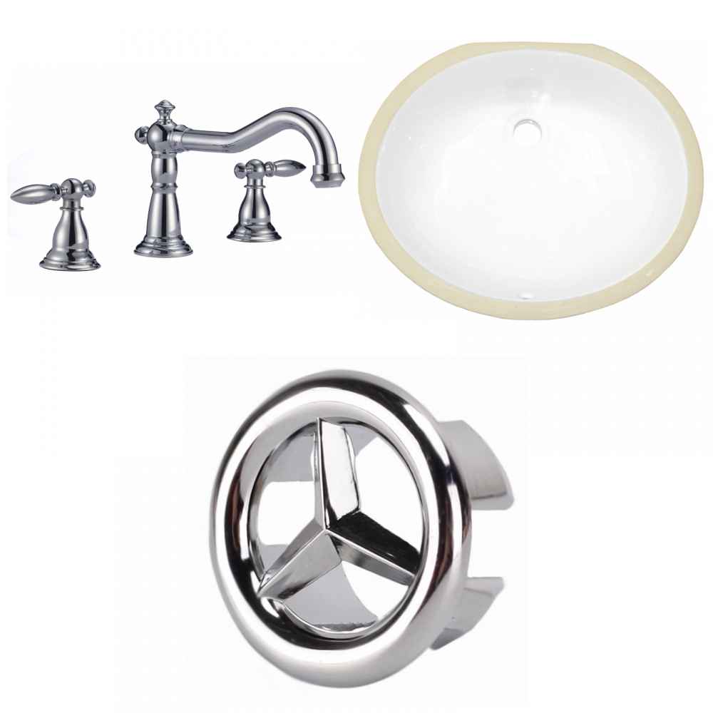 18.25-in. W CSA Oval Bathroom Undermount Sink Set In White - Chrome Hardware
