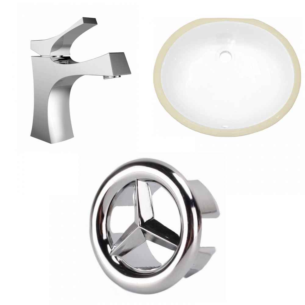 16.5-in. W CSA Oval Bathroom Undermount Sink Set In White - Chrome Hardware