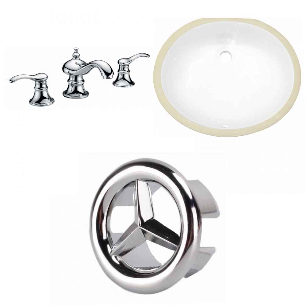 16.5-in. W CSA Oval Bathroom Undermount Sink Set In White - Chrome Hardware