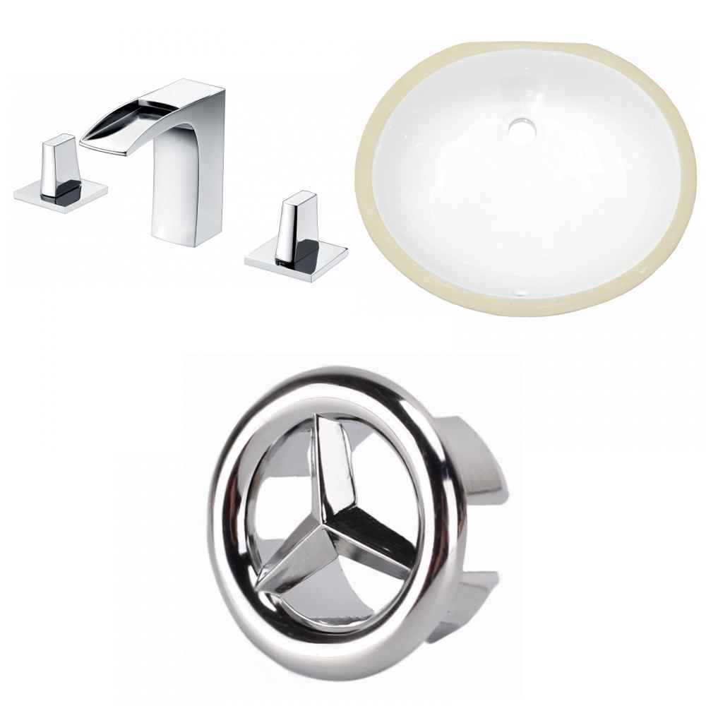 16.5-in. W CSA Oval Bathroom Undermount Sink Set In White - Chrome Hardware