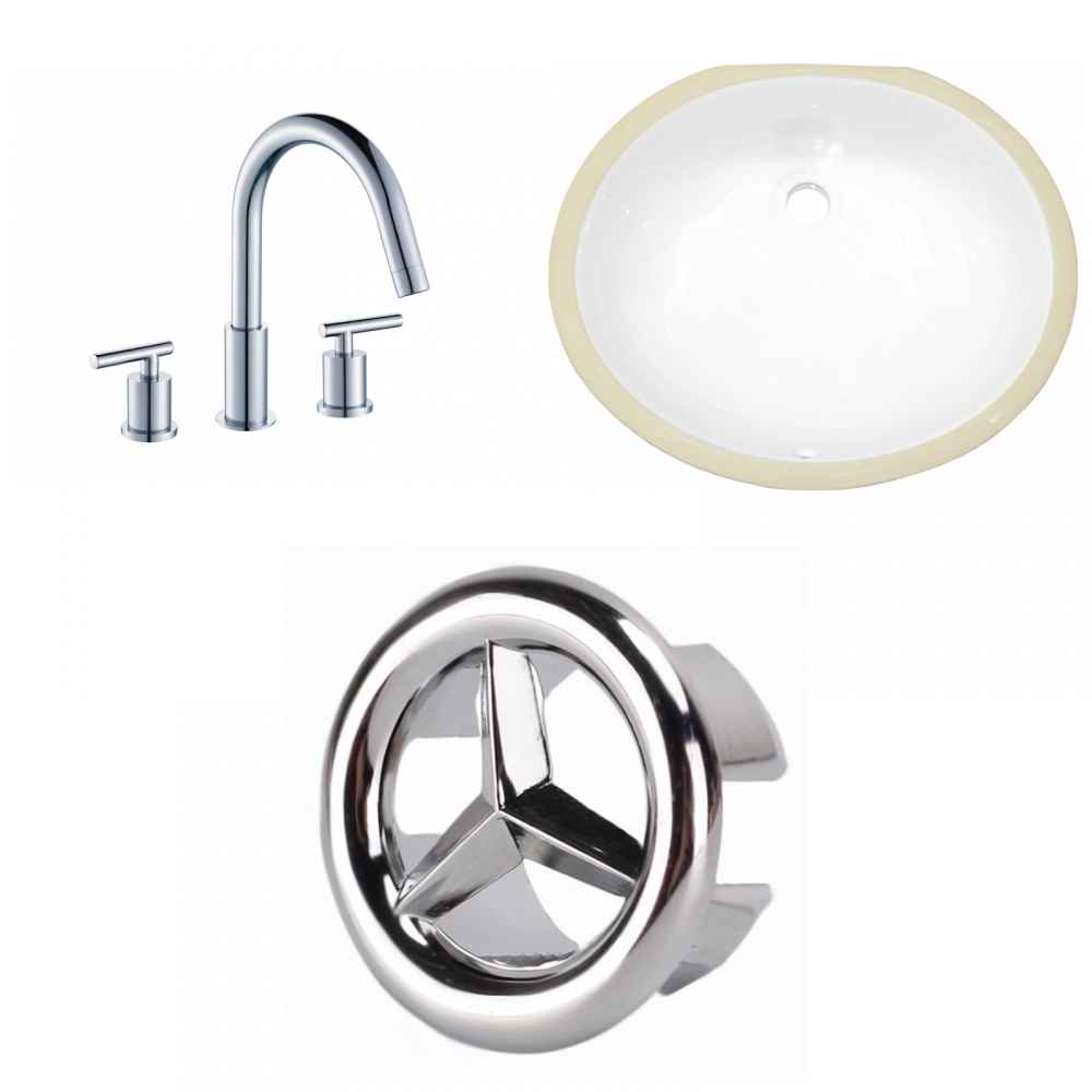 16.5-in. W CSA Oval Bathroom Undermount Sink Set In White - Chrome Hardware