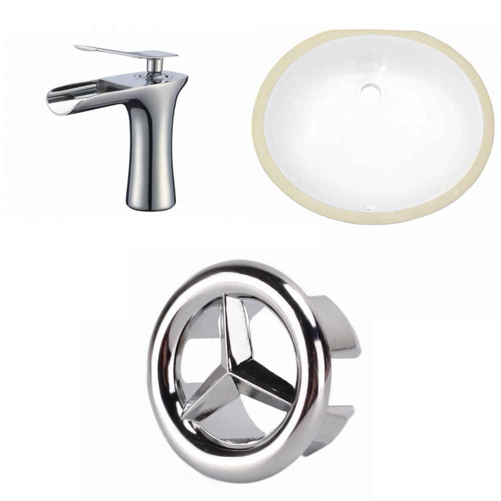 16.5-in. W CSA Oval Bathroom Undermount Sink Set In White - Chrome Hardware