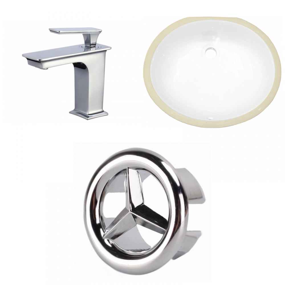 16.5-in. W CSA Oval Bathroom Undermount Sink Set In White - Chrome Hardware