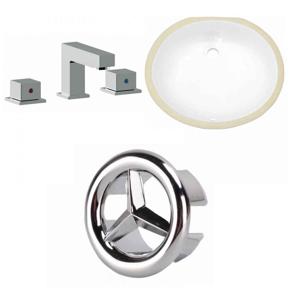 16.5-in. W CSA Oval Bathroom Undermount Sink Set In White - Chrome Hardware