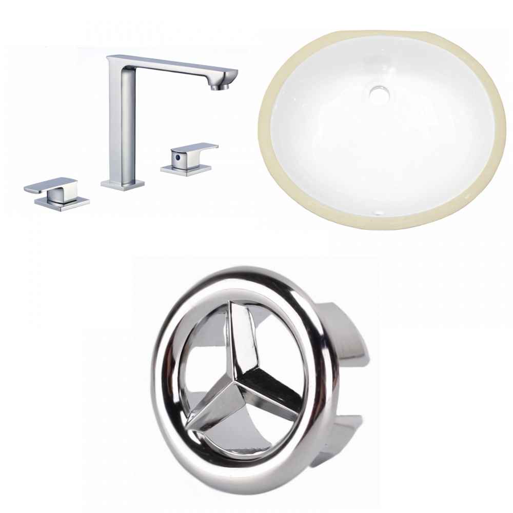 16.5-in. W CSA Oval Bathroom Undermount Sink Set In White - Chrome Hardware