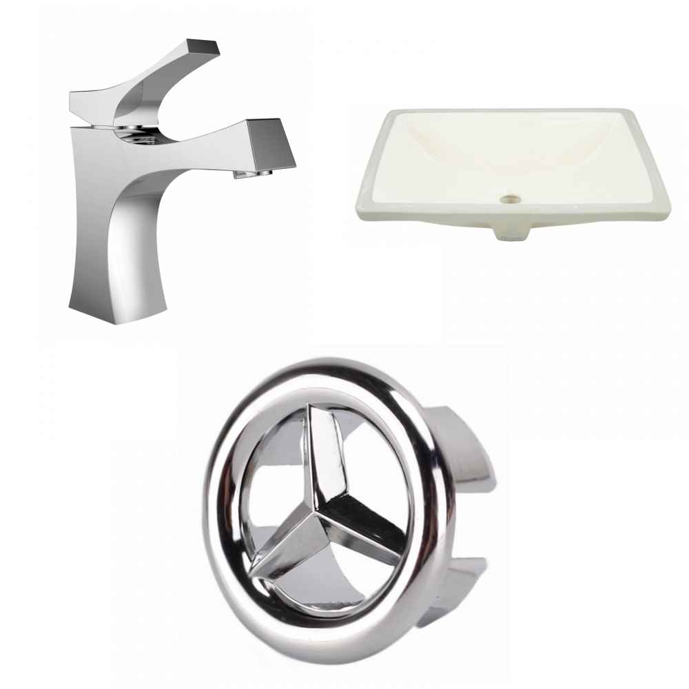 20.75-in. W CSA Rectangle Bathroom Undermount Sink Set In Biscuit - Chrome Hardware