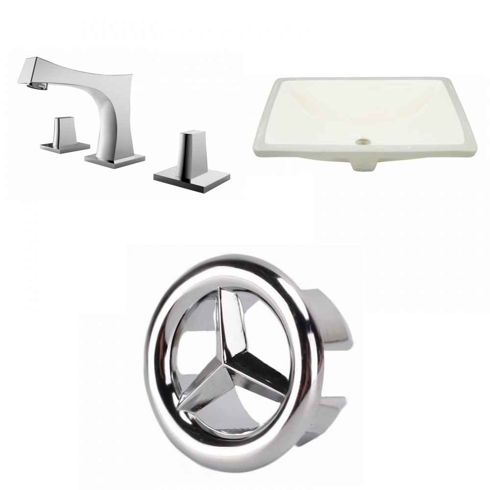 20.75-in. W CSA Rectangle Bathroom Undermount Sink Set In Biscuit - Chrome Hardware
