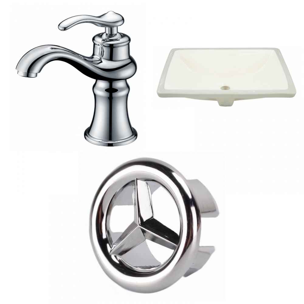 20.75-in. W CSA Rectangle Bathroom Undermount Sink Set In Biscuit - Chrome Hardware