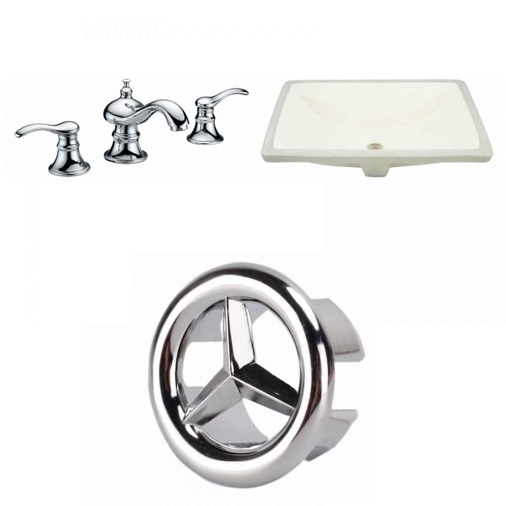 20.75-in. W CSA Rectangle Bathroom Undermount Sink Set In Biscuit - Chrome Hardware