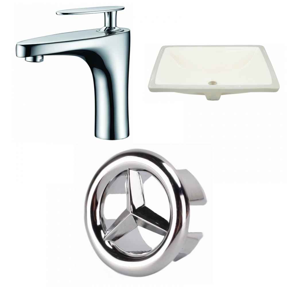 20.75-in. W CSA Rectangle Bathroom Undermount Sink Set In Biscuit - Chrome Hardware