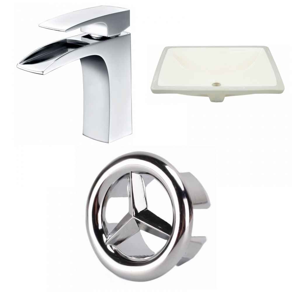 20.75-in. W CSA Rectangle Bathroom Undermount Sink Set In Biscuit - Chrome Hardware