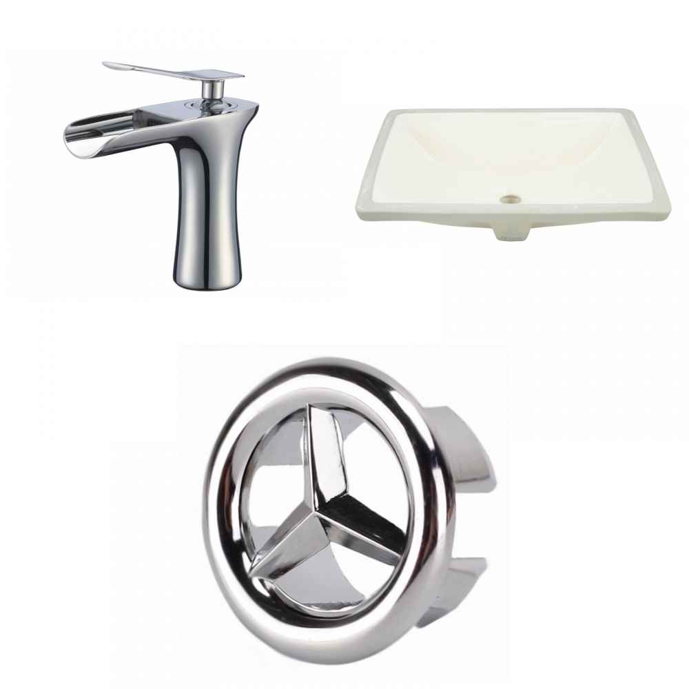 20.75-in. W CSA Rectangle Bathroom Undermount Sink Set In Biscuit - Chrome Hardware