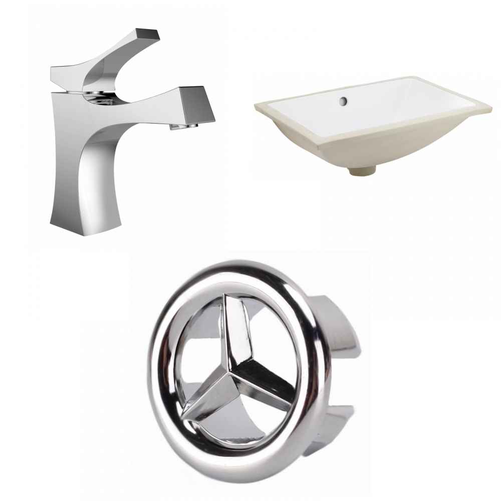 20.75-in. W CSA Rectangle Bathroom Undermount Sink Set In White - Chrome Hardware