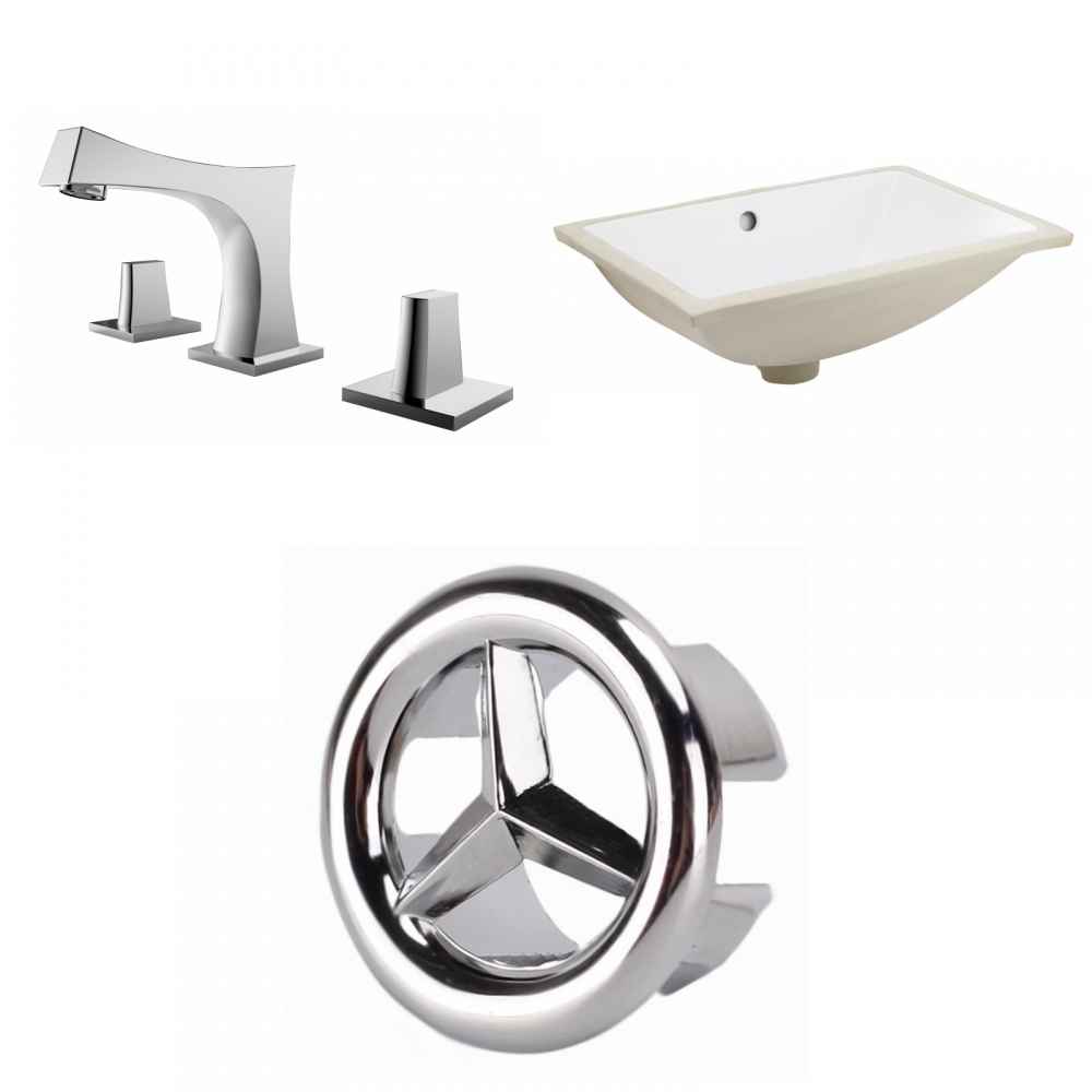 20.75-in. W CSA Rectangle Bathroom Undermount Sink Set In White - Chrome Hardware
