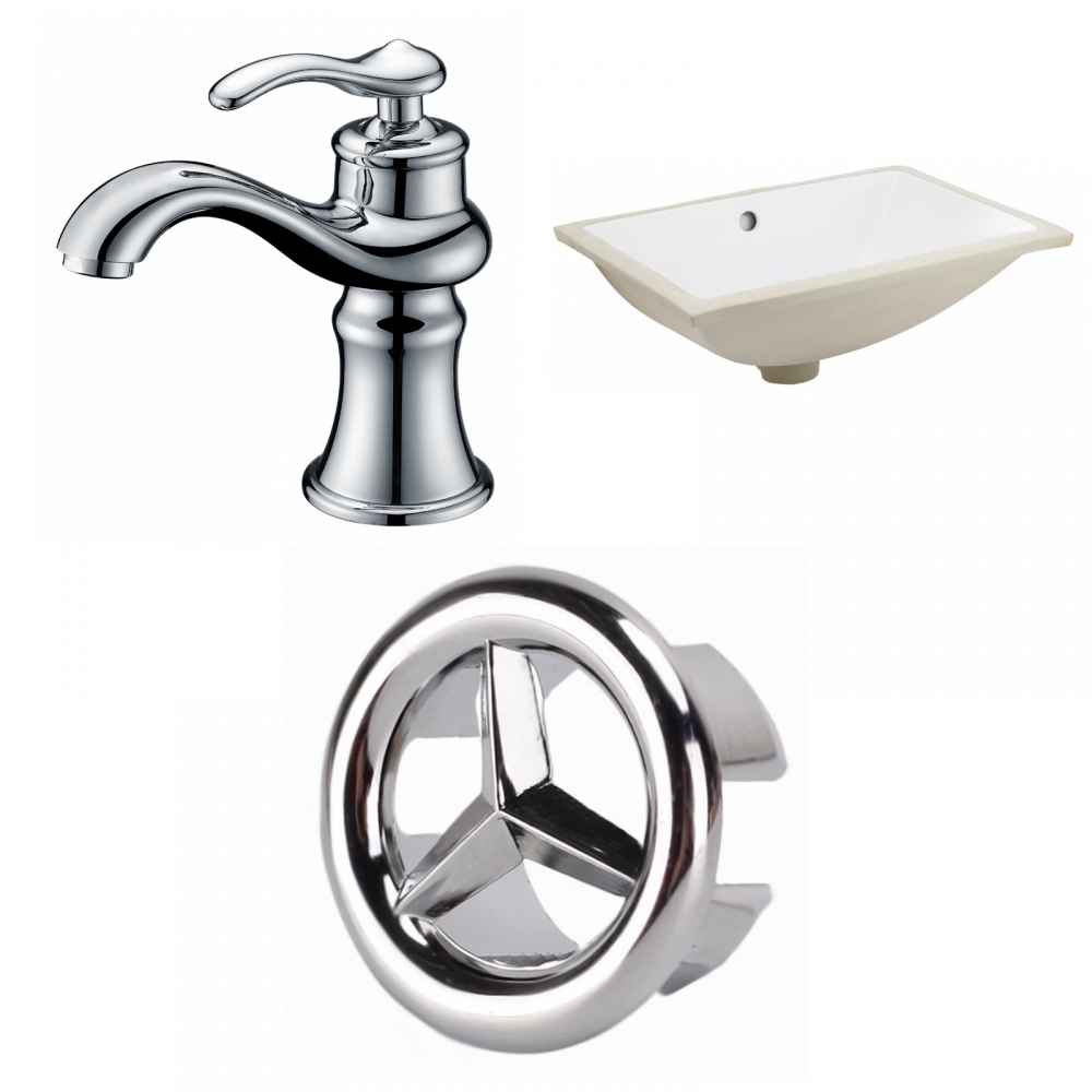 20.75-in. W CSA Rectangle Bathroom Undermount Sink Set In White - Chrome Hardware