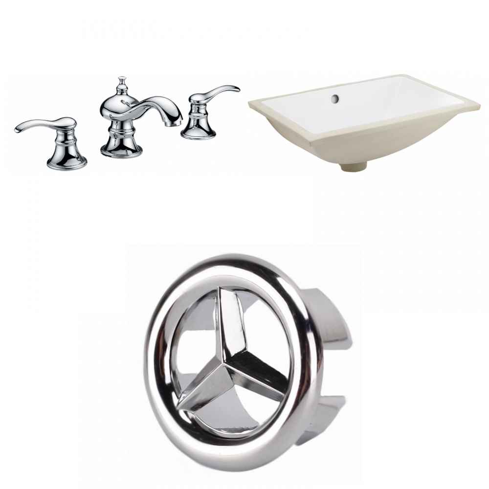 20.75-in. W CSA Rectangle Bathroom Undermount Sink Set In White - Chrome Hardware
